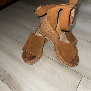 Brown Suede Platform Sandals